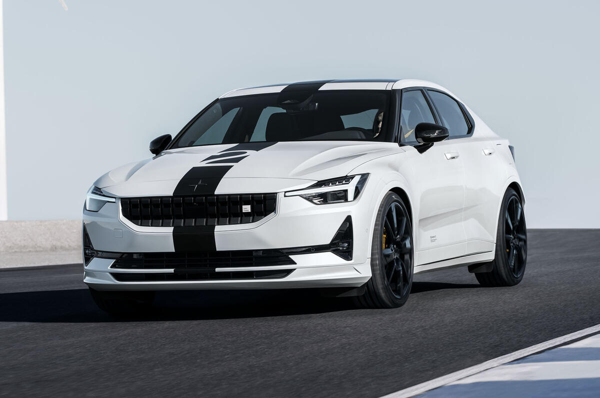 Polestar2 BST Edition 270 on track front three quarters Polestar2 BST Edition 270 on track front three quarters