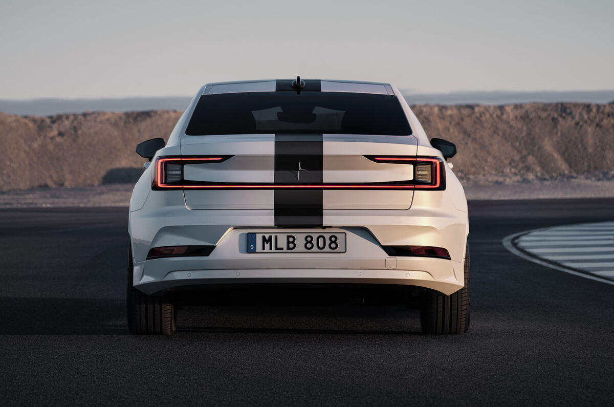 Polestar2 BST Edition 270 static rear on track Polestar2 BST Edition 270 static rear on track
