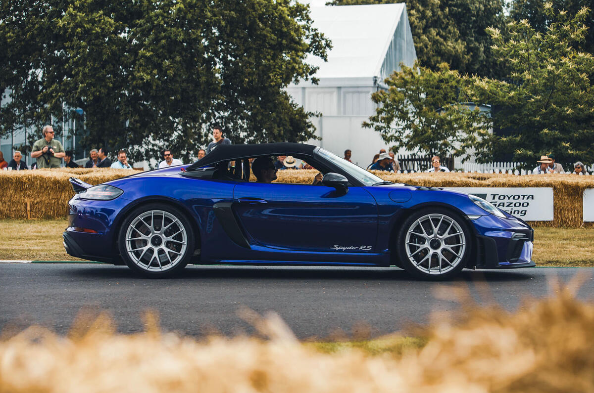 Porsche 718 Boxster Spyder GT4 RS Goodwood side Porsche 718 Boxster Spyder GT4 RS Goodwood side