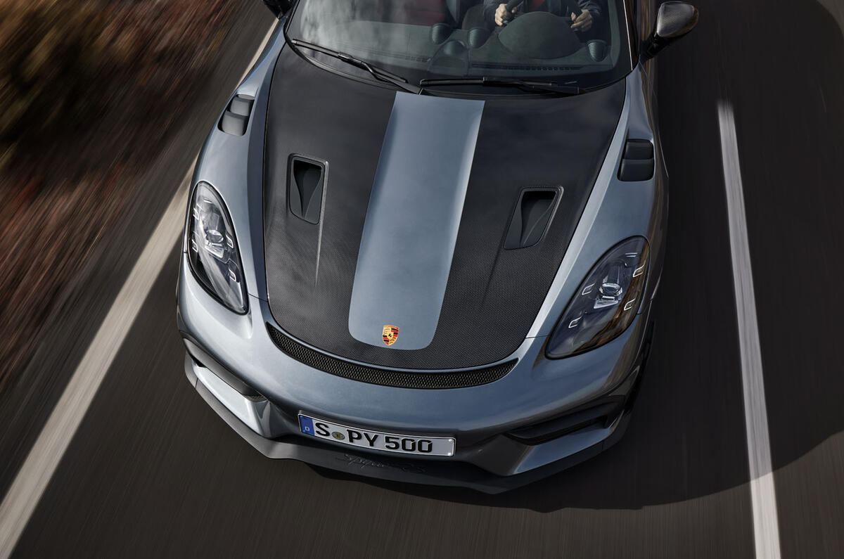 Porsche 718 Spyder GT4 RS 2023 front tracking high close Porsche 718 Spyder GT4 RS 2023 front tracking high close