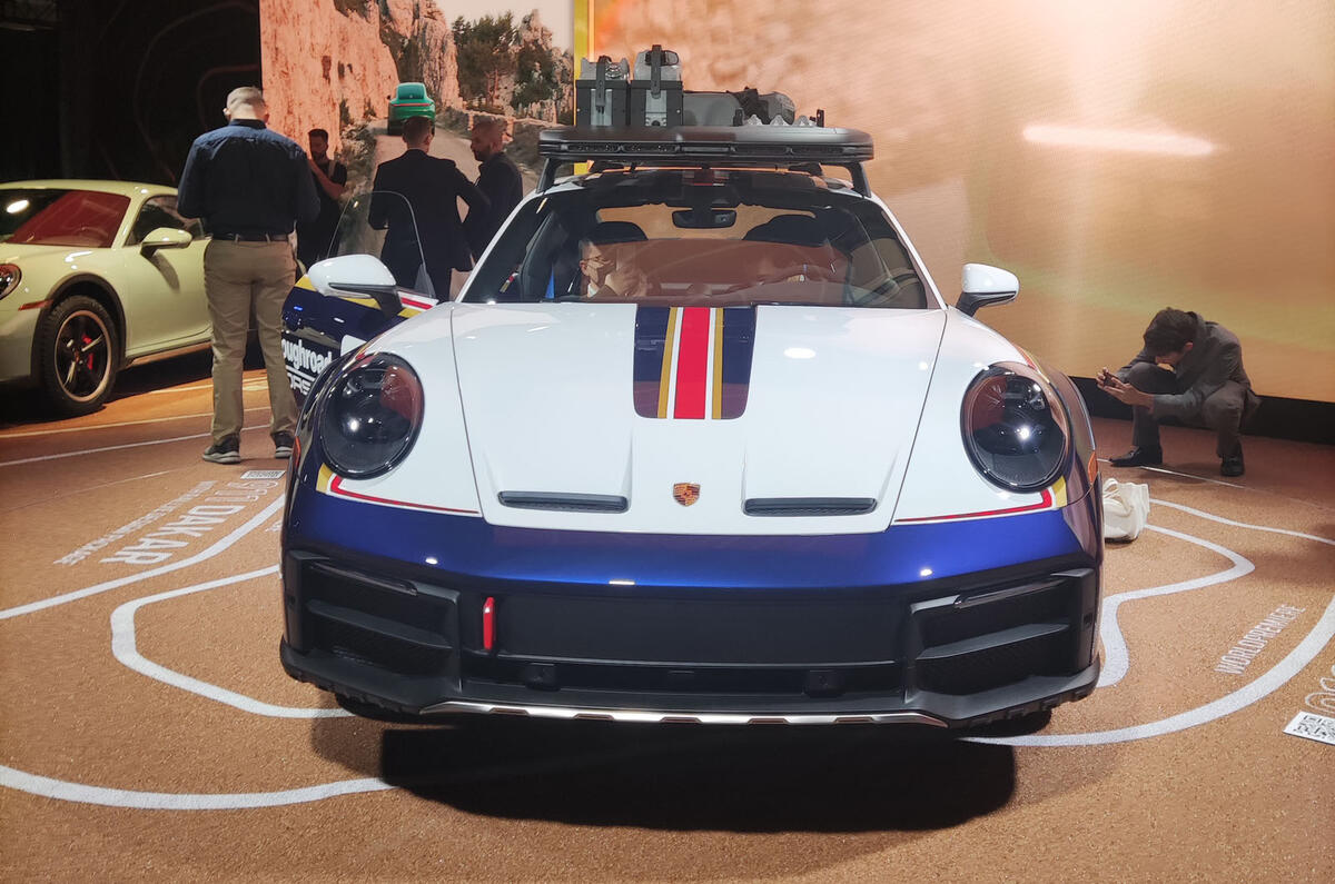 Porsche 911 dakar on show at los angeles front Porsche 911 dakar on show at los angeles front