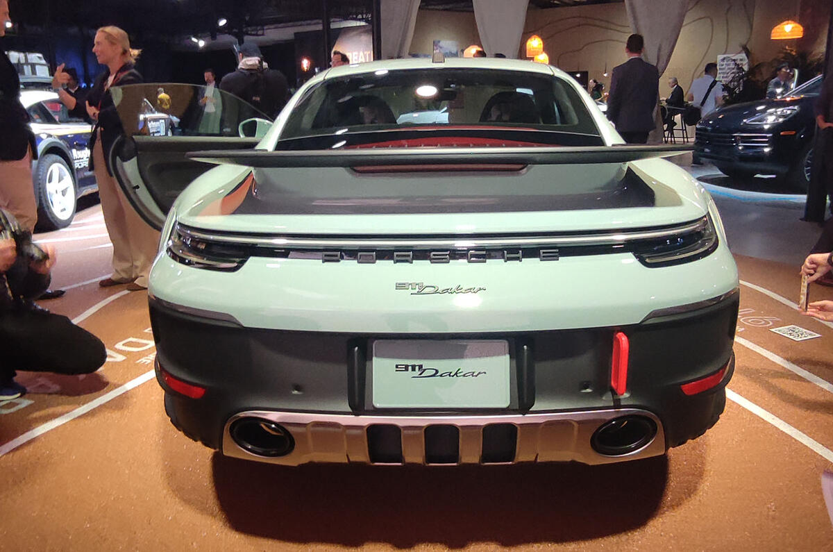 Porsche 911 dakar on show at los angeles rear Porsche 911 dakar on show at los angeles rear