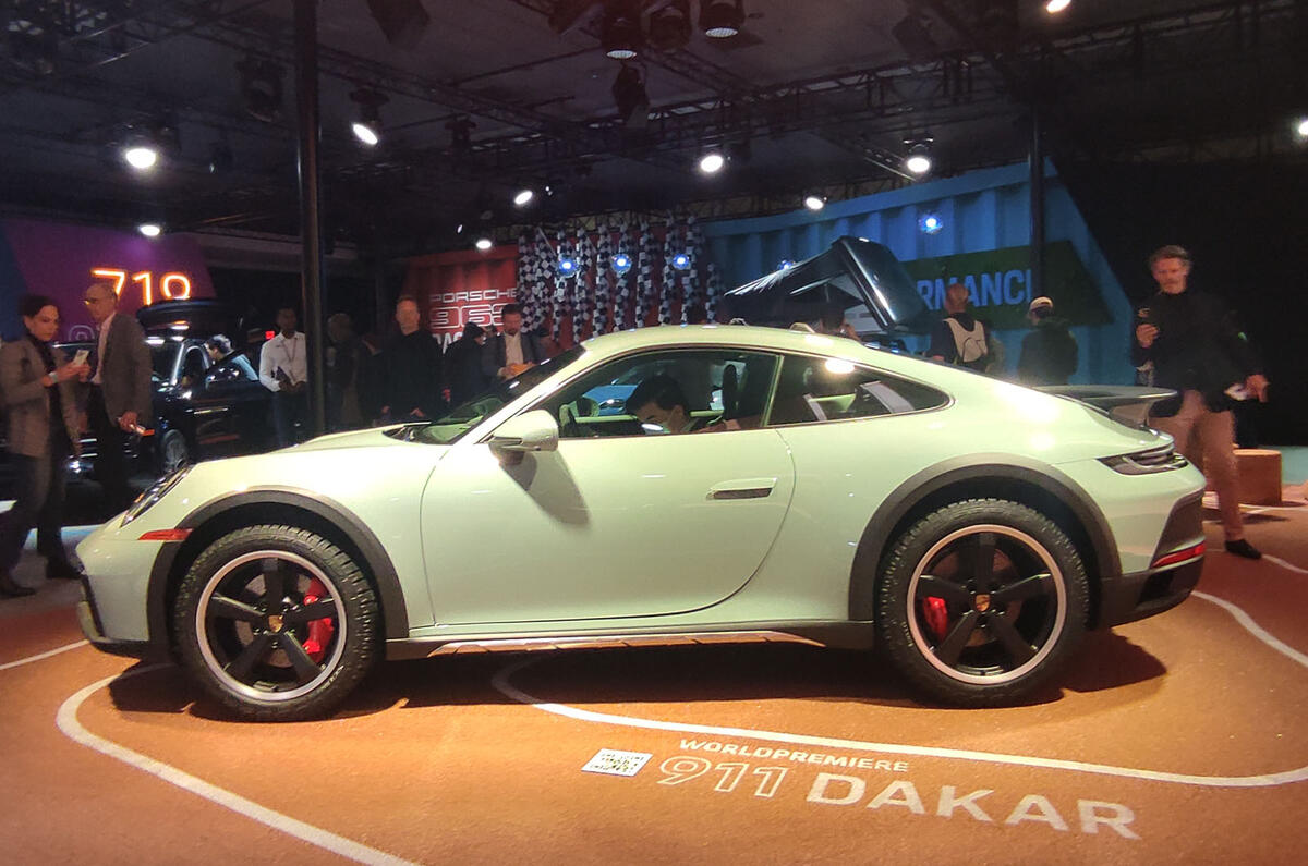 Porsche 911 dakar on show at los angeles side left Porsche 911 dakar on show at los angeles side left