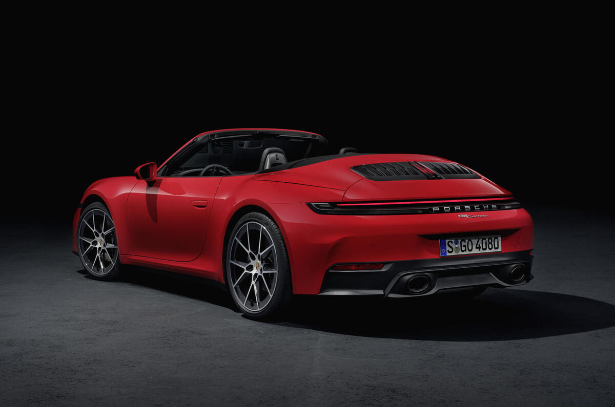 Porsche 911 hybrid convertible rear quarter