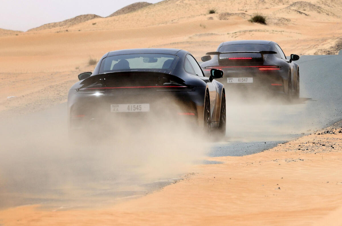 Porsche 911 hybrid prototype testing in desert