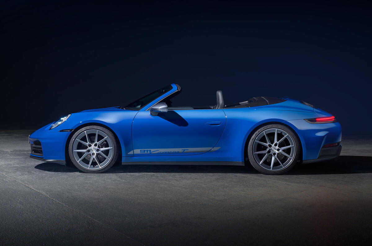 Porsche 911 T convertible side roof down