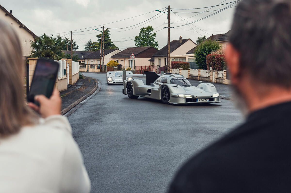 Porsche 963 RSP papped driving on street with 917 Porsche 963 RSP papped driving on street with 917