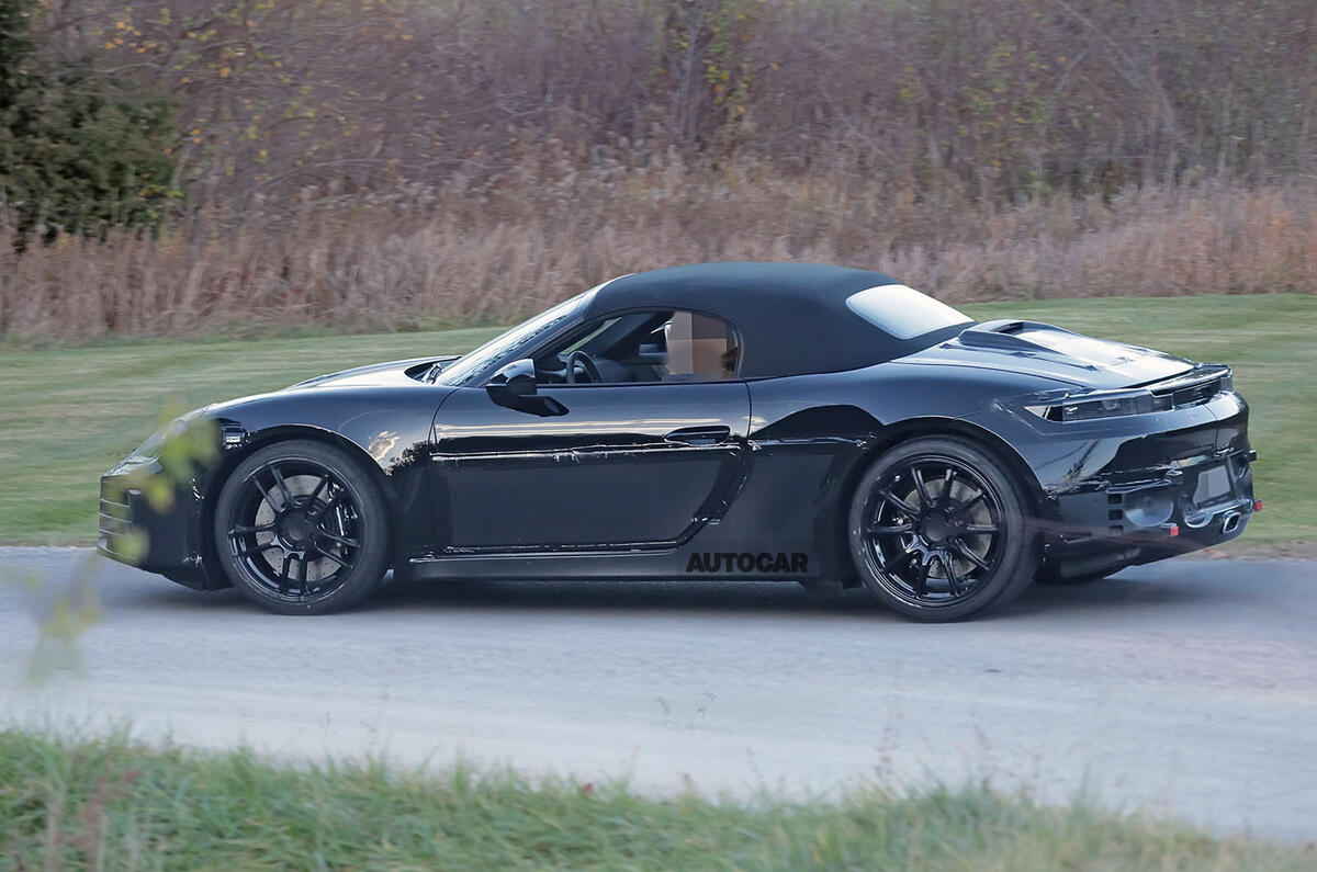 Porsche Boxster EV spies side 2 Porsche Boxster EV spies side 2