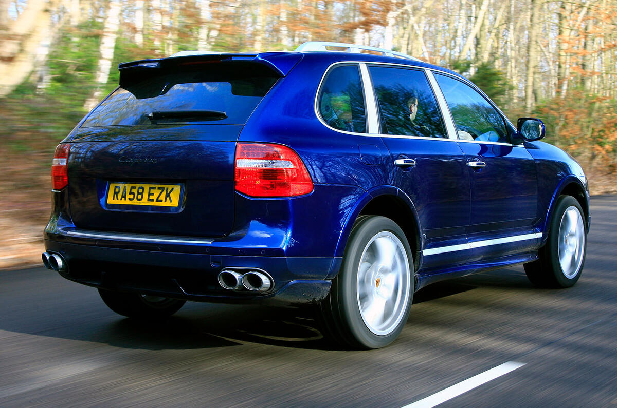 Porsche Cayenne S rear three quarter tracking Porsche Cayenne S rear three quarter tracking