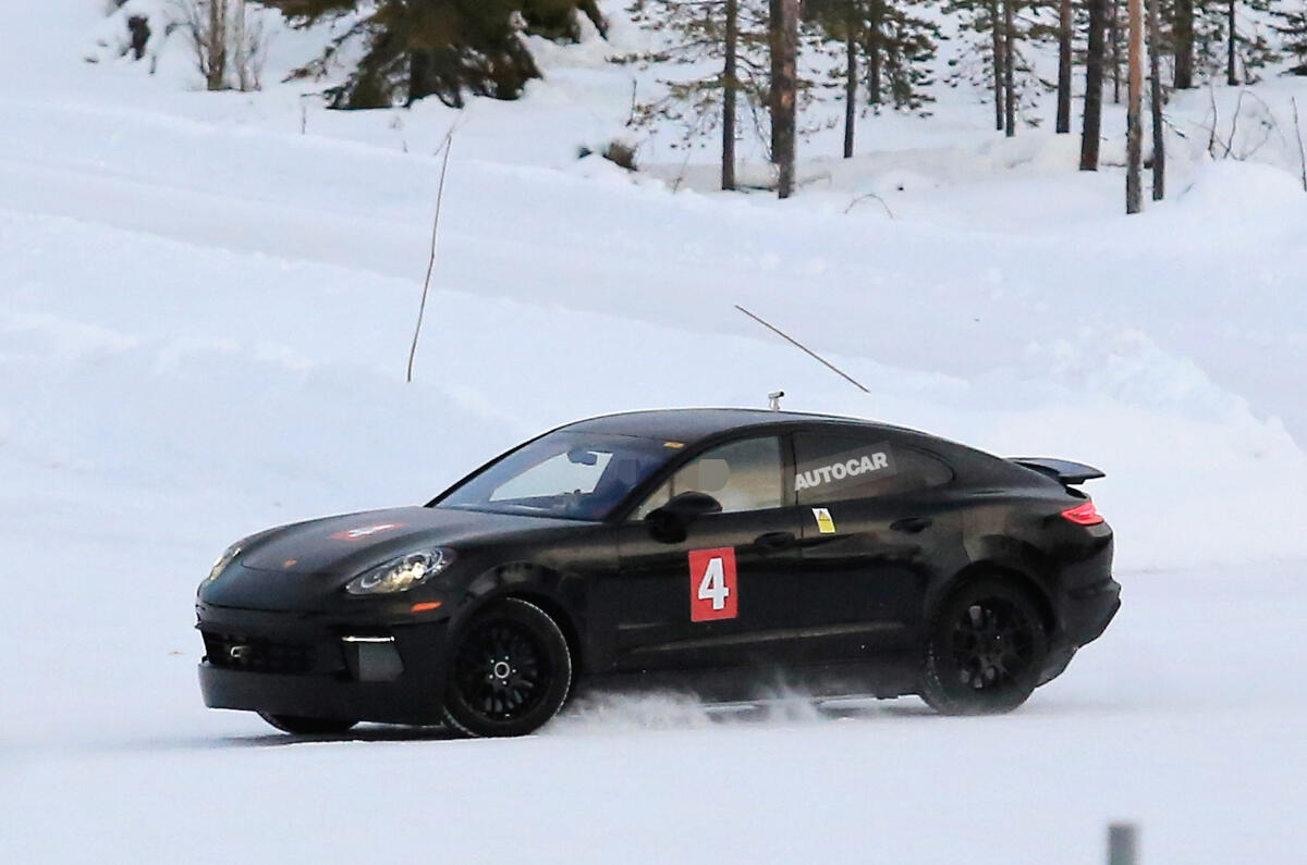 Porsche Taycan seen with production body for first time