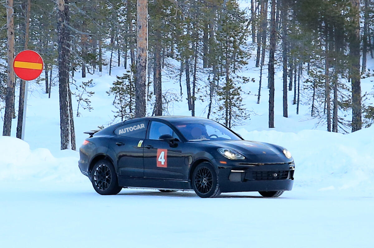 Porsche Taycan seen with production body for first time