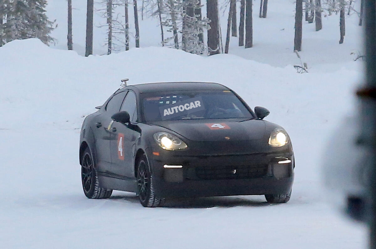 Porsche Taycan seen with production body for first time