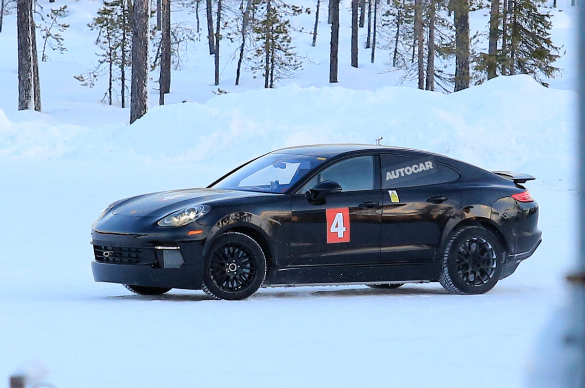 Porsche Taycan seen with production body for first time