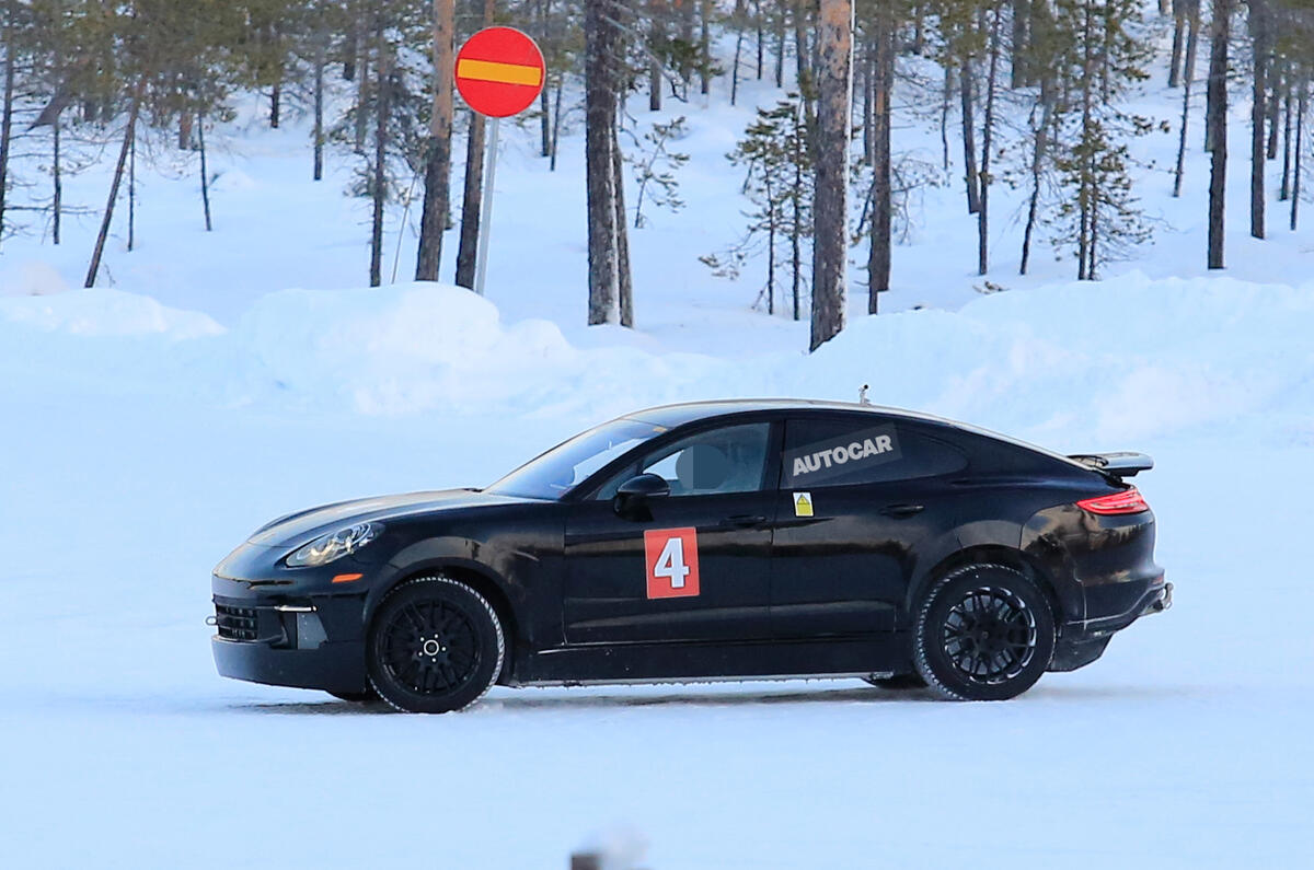 Porsche Taycan seen with production body for first time