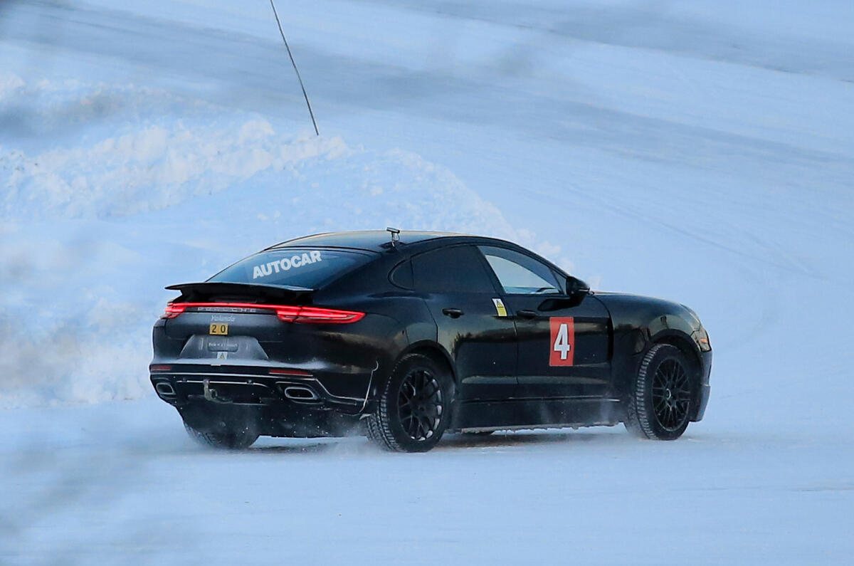Porsche Taycan seen with production body for first time
