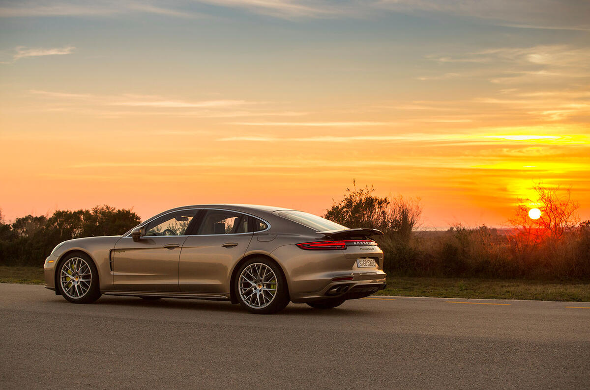 2017 Porsche Panamera Turbo S E-Hybrid side and sunset