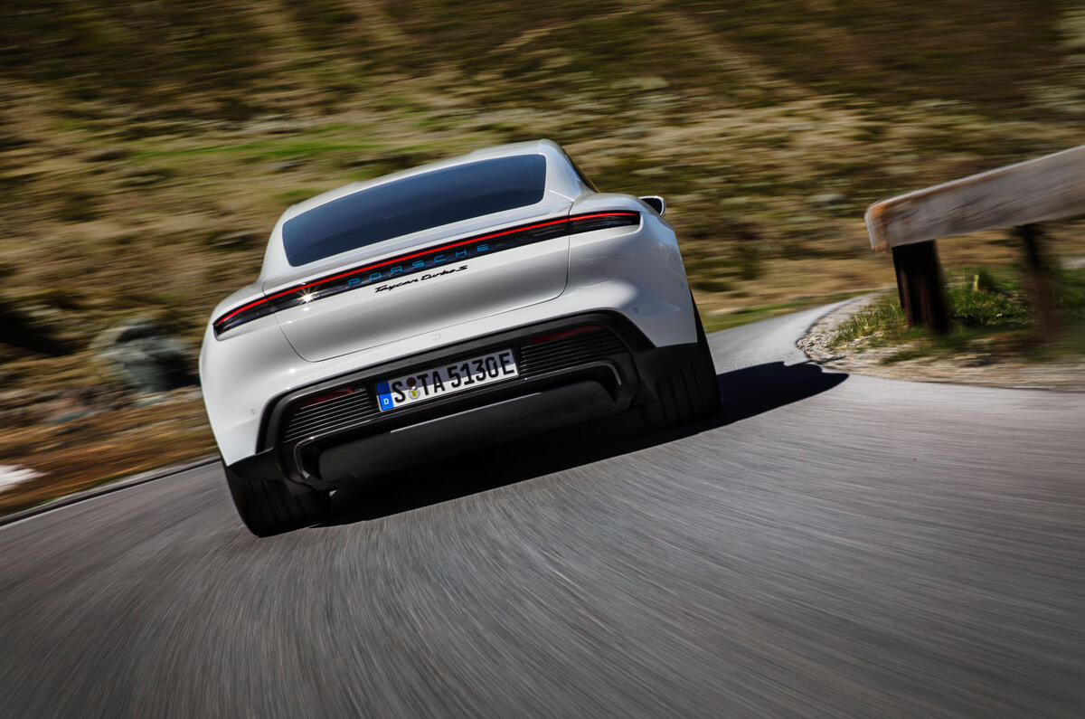 2020 Porsche Taycan reveal images - driving rear