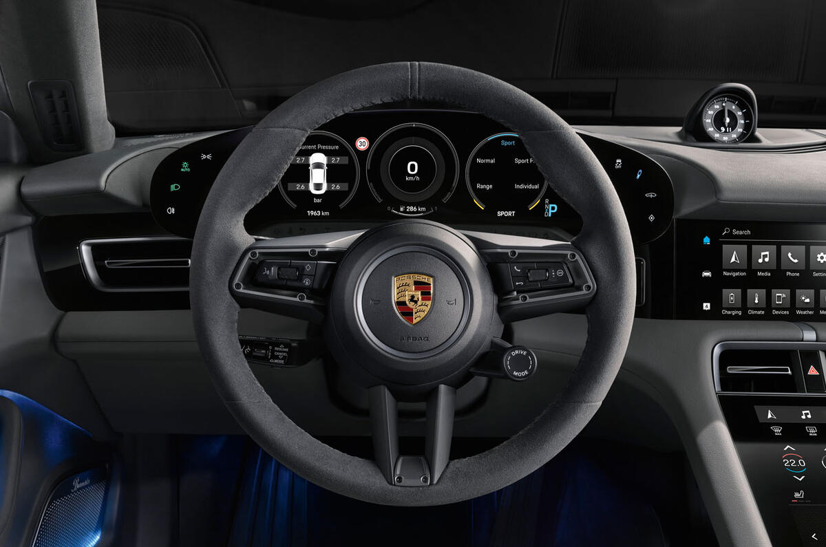 2020 Porsche Taycan reveal images - steering wheel