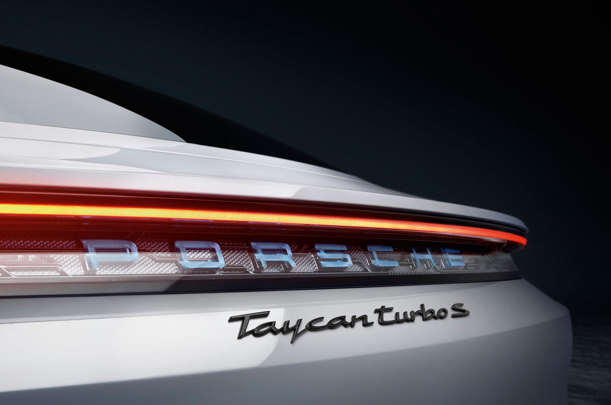 2020 Porsche Taycan reveal images - static rear detail