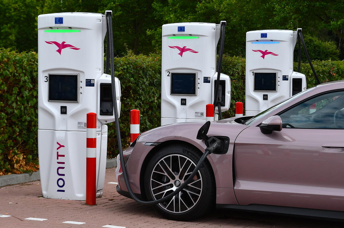 Porsche Taycan 2022 charging ionity side