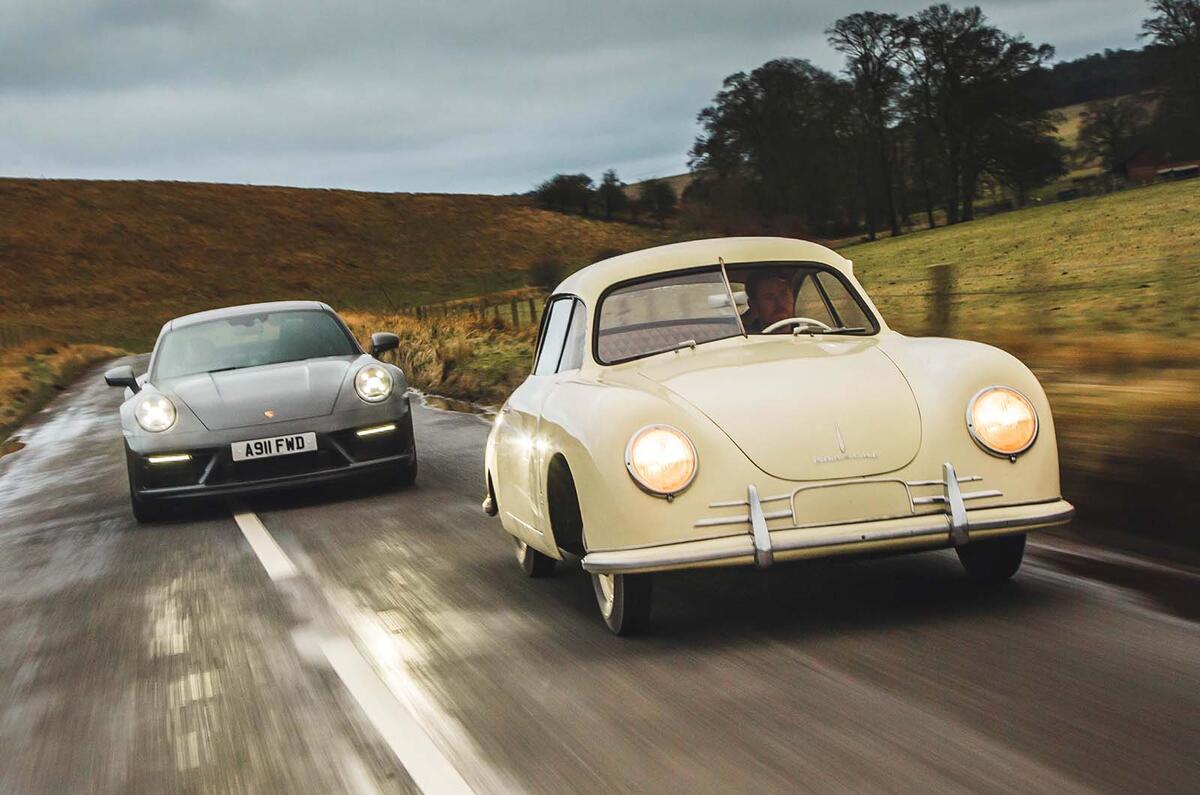Porsche 911 Carrera GTS and Porsche 356:2 front three quarter
