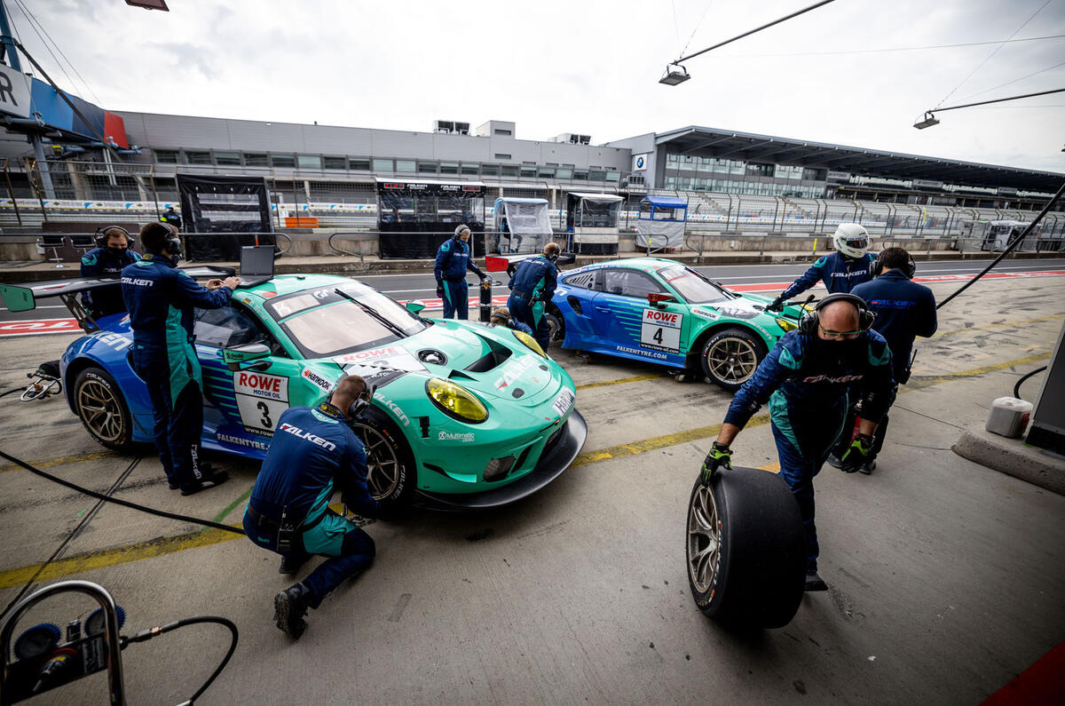 Porsche at Nurburgring tyre change - Peter Dunbreck