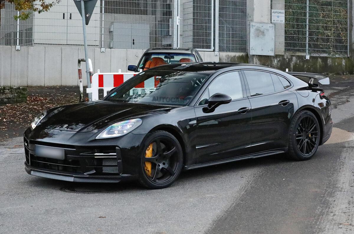 Porsche Panamera Turbo GT test mule front 3 4 Porsche Panamera Turbo GT test mule front 3 4