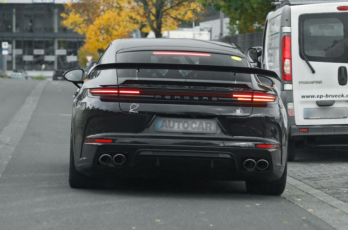 Porsche Panamera Turbo GT test mule rear Porsche Panamera Turbo GT test mule rear