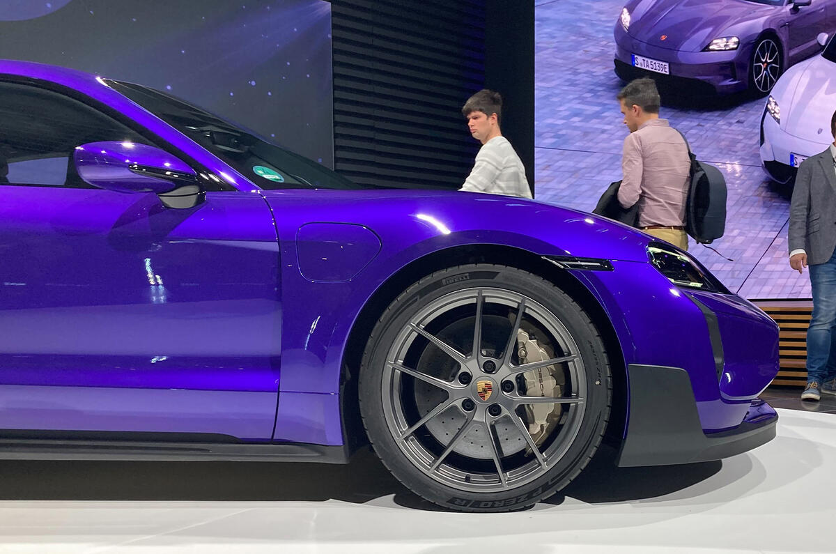 Porsche Taycan Turbo GT front quarter at reveal Porsche Taycan Turbo GT front quarter at reveal