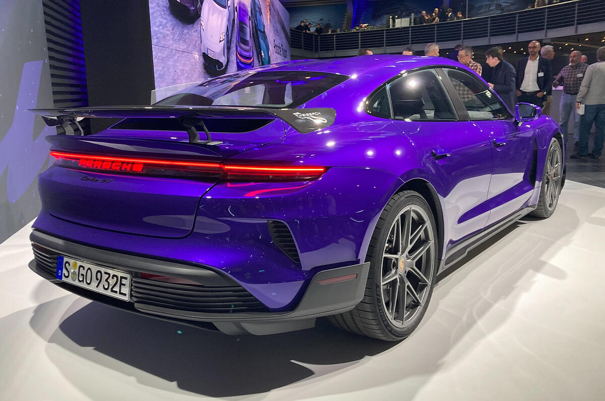 Porsche Taycan Turbo GT rear at reveal Porsche Taycan Turbo GT rear at reveal