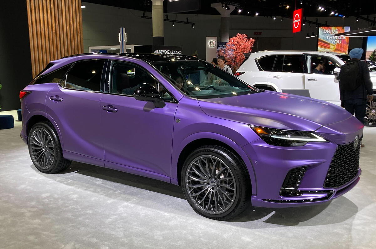 Purple Lexus RX at LA motor show front three quarters Purple Lexus RX at LA motor show front three quarters