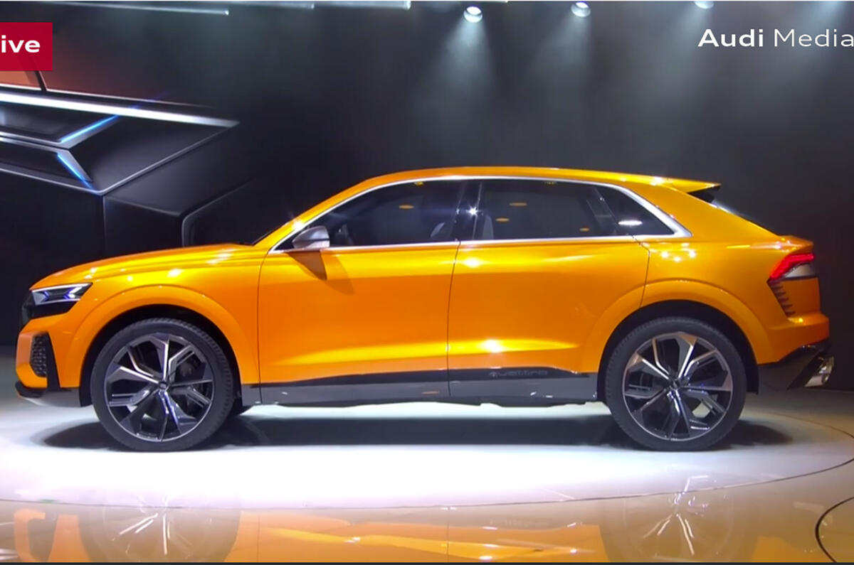 Audi Q8 showroom side Audi Q8 showroom side