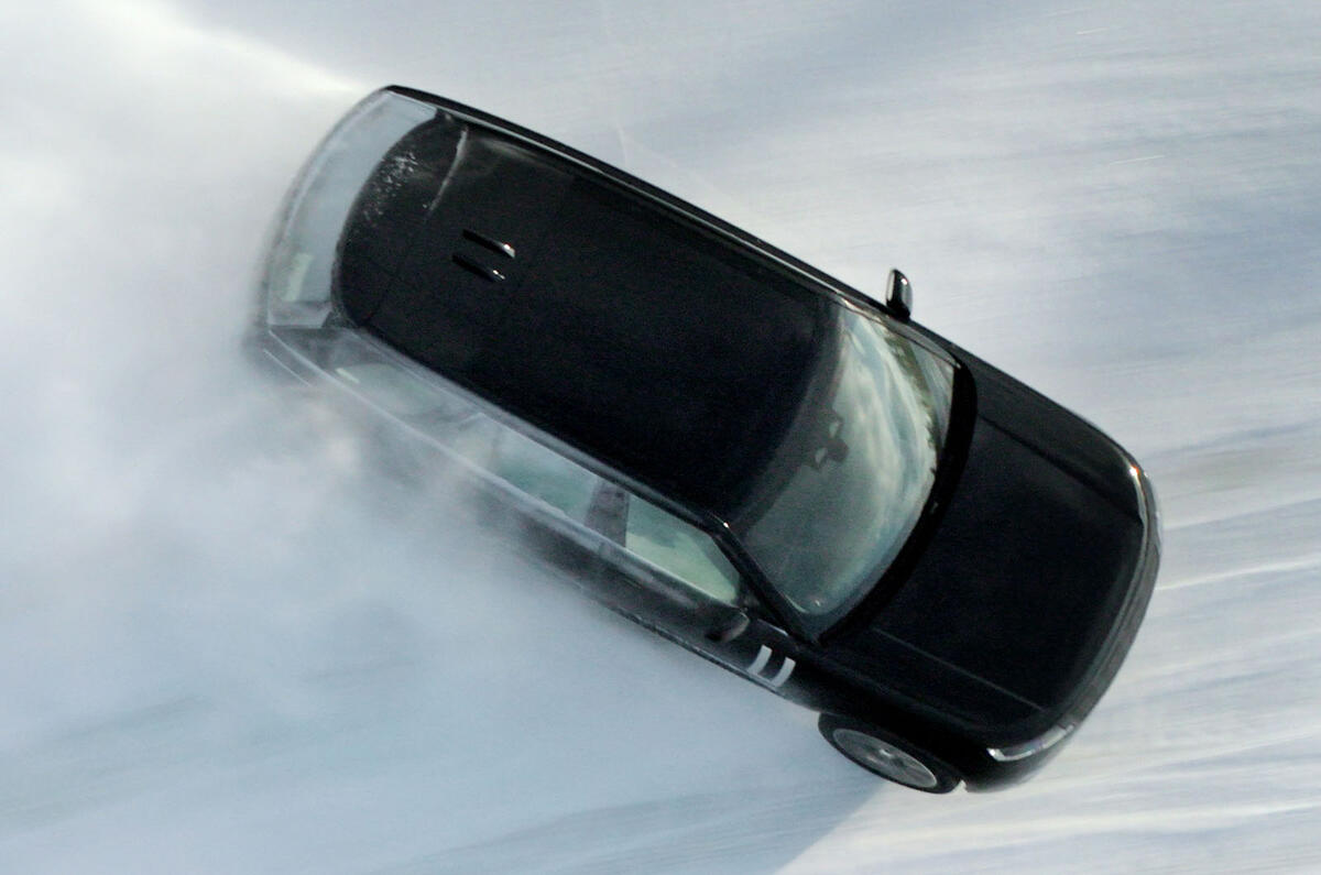 Range Rover Electric prototype winter testing top down Range Rover Electric prototype winter testing top down