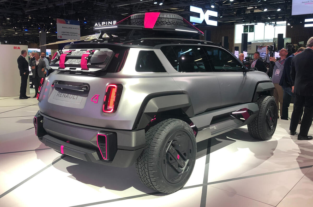Renault 4ever 2022 rear quarter static Paris motor show Renault 4ever 2022 rear quarter static Paris motor show