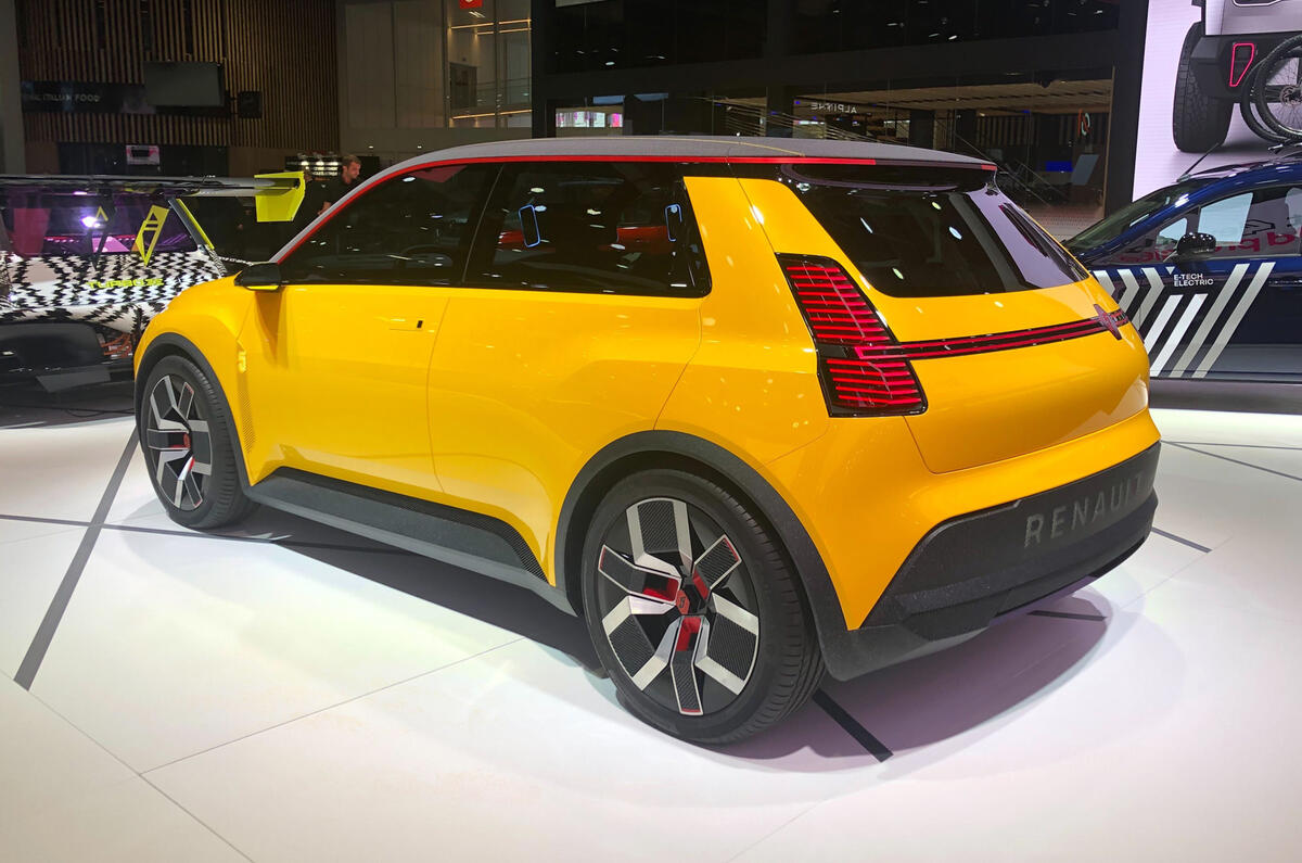 Renault 5 concept 2022 rear quarter static Paris motor show Renault 5 concept 2022 rear quarter static Paris motor show