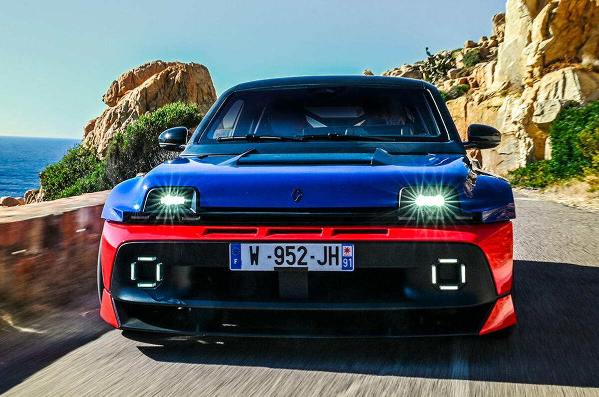 Renault 5 Turbo 3E production on road front tracking