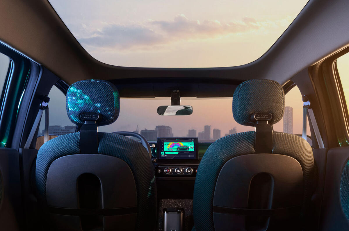 Renault Twingo Concept 2025 interior viewed from rear Renault Twingo Concept 2025 interior viewed from rear