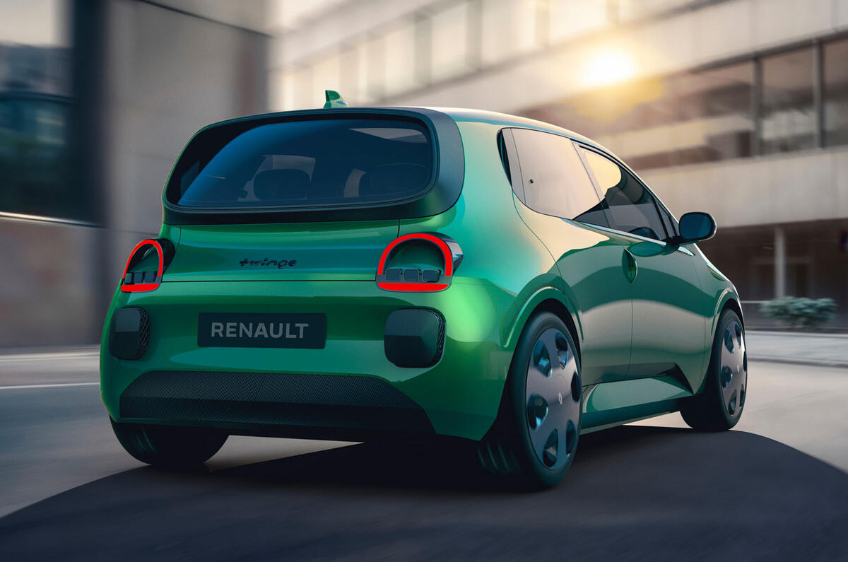 Renault Twingo Concept 2025 rear quarter tracking Renault Twingo Concept 2025 rear quarter tracking