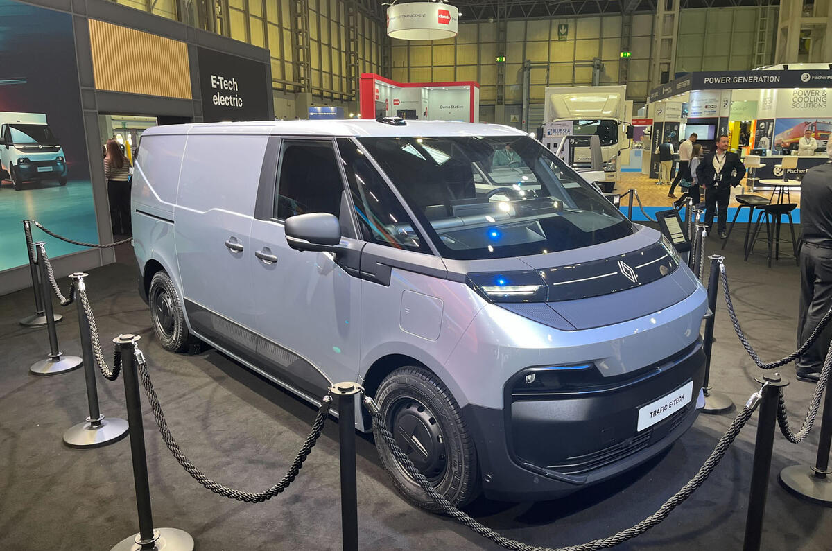 Renault Trafic E Tech on display at LCV show   front three quarters