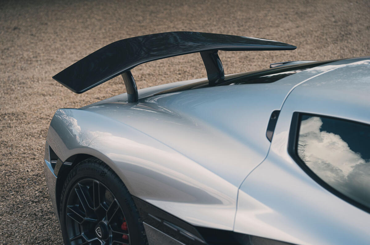 Rimac Nevera 2023 rear spoiler up Rimac Nevera 2023 rear spoiler up