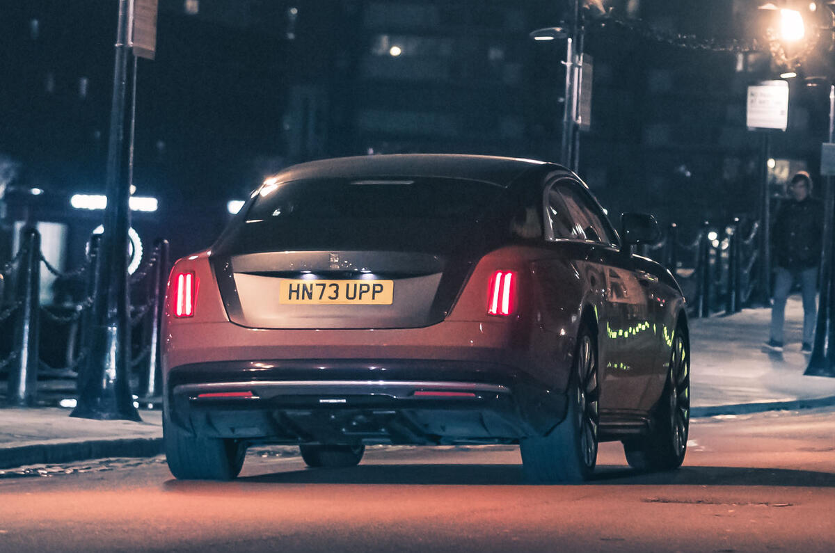 Rolls Royce Spectre 2023 rear quarter tracking night Rolls Royce Spectre 2023 rear quarter tracking night