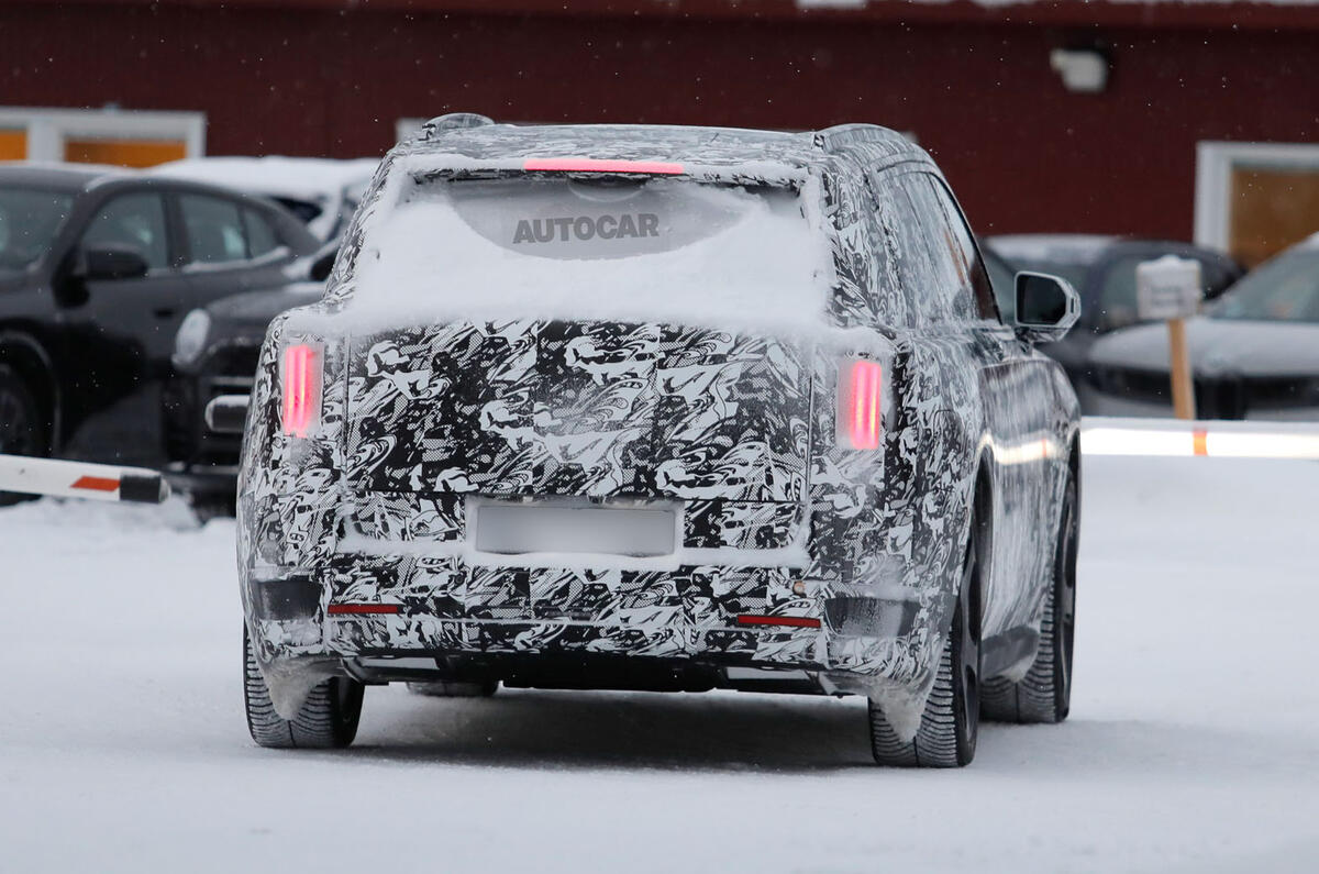 Rolls Royce SUV EV spy shot rear
