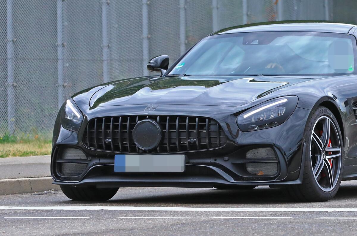 2019 Mercedes AMG GT spies front close