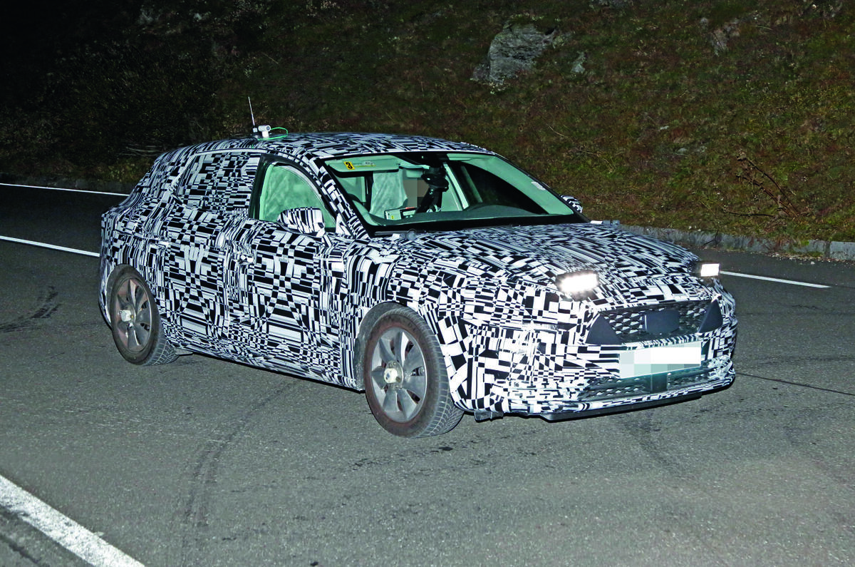The new Seat Leon being tested under a camouflage wrap