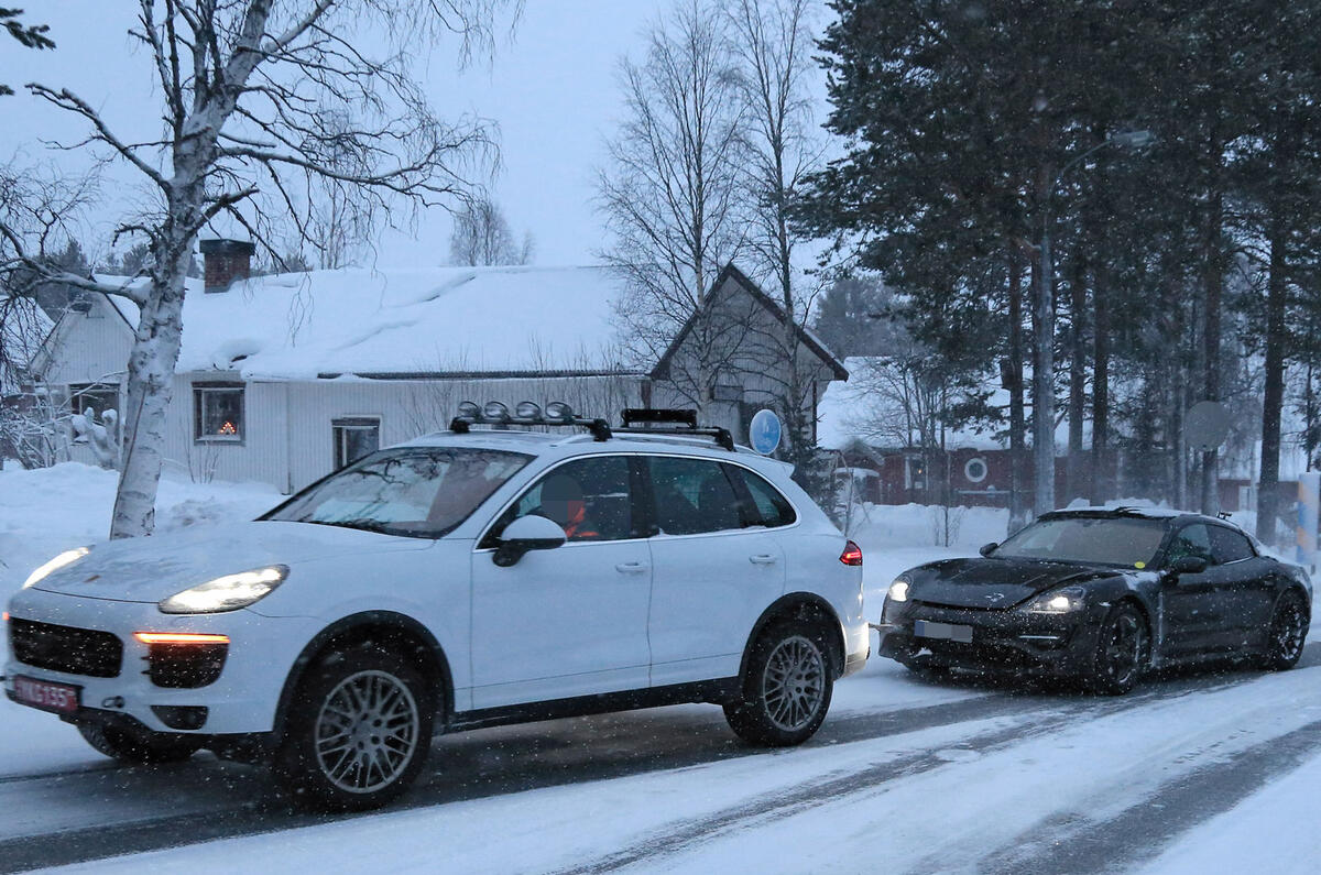 Porsche Mission E: new pictures of EV during cold weather testing