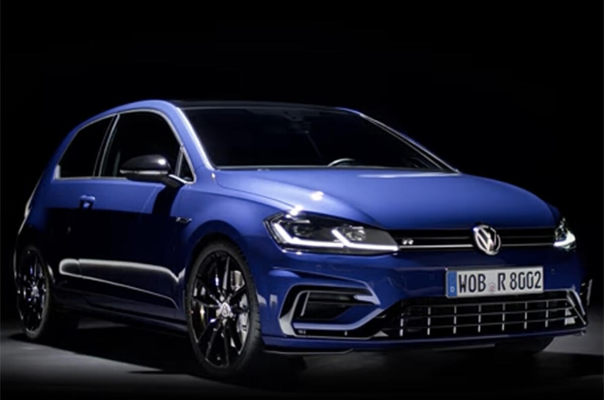 VW Golf R performance screenshot from YouTube