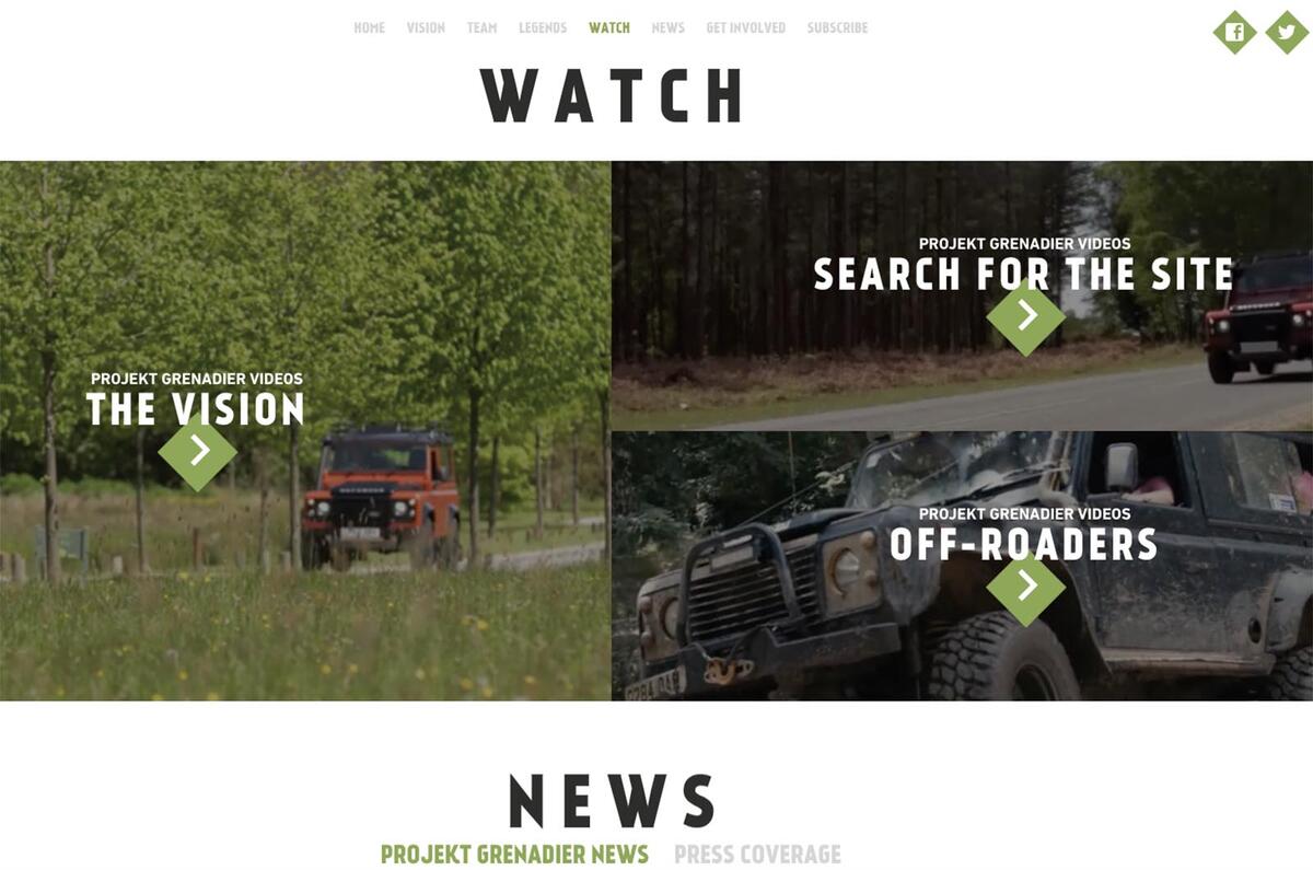 A website has launched to build digital interest in the Ineos Grenadier
