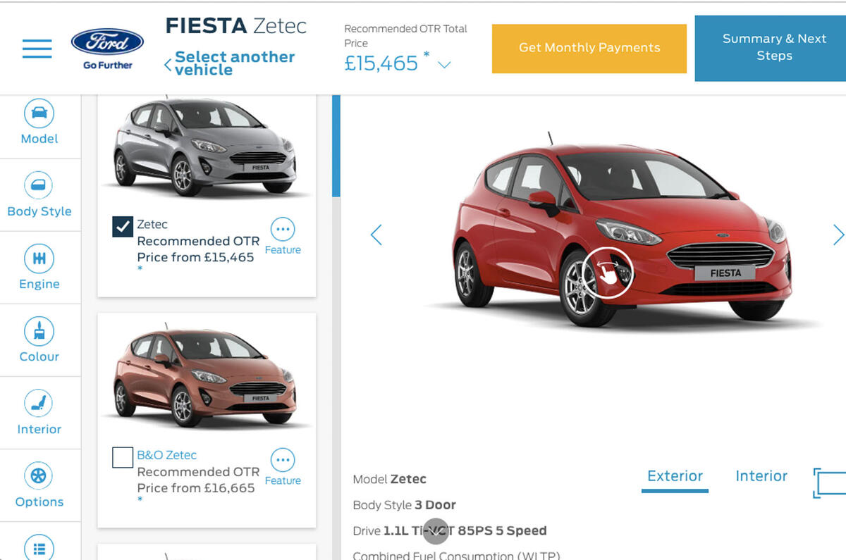 Ford Fiesta online configurator