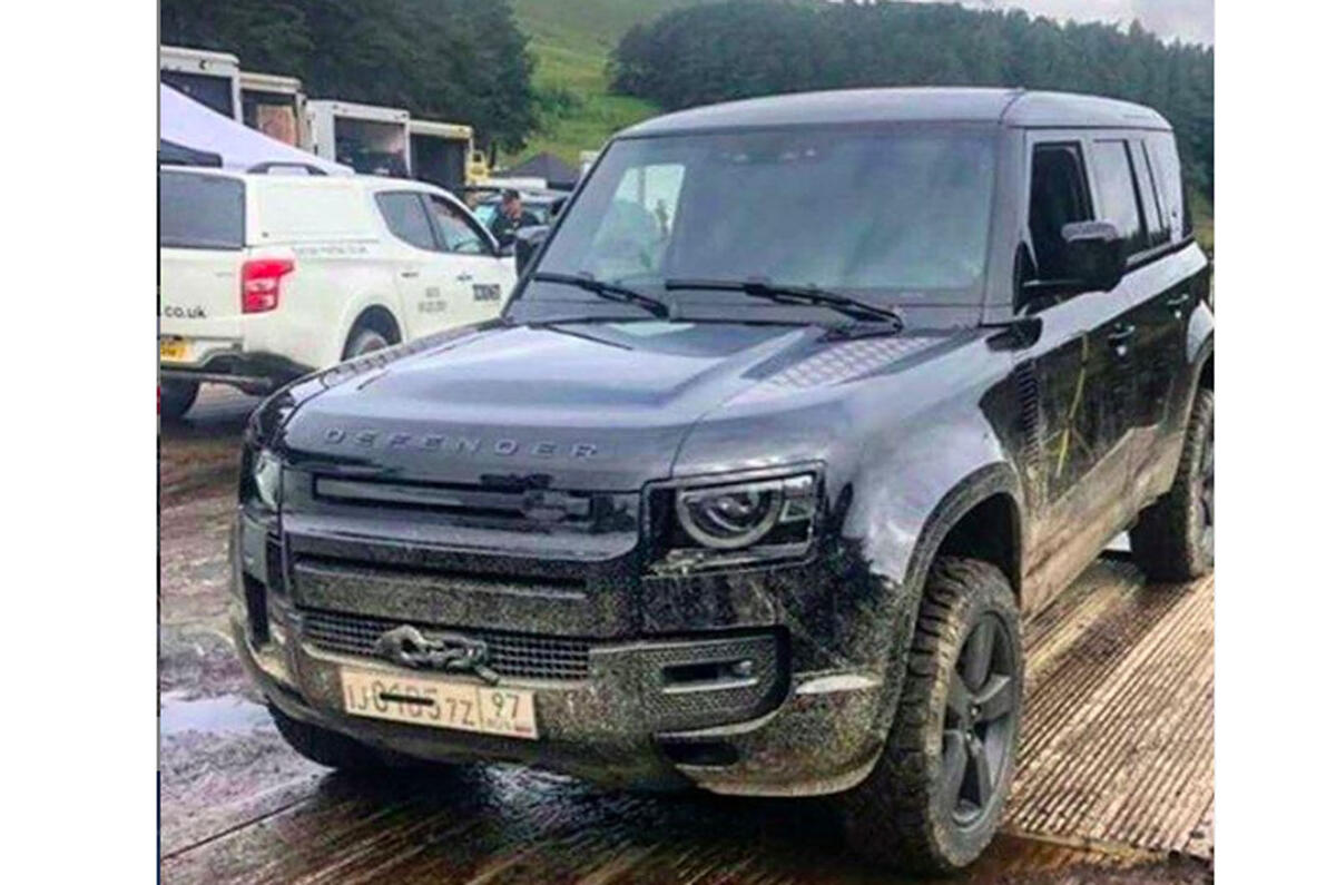 Land Rover Defender on James Bond set - front