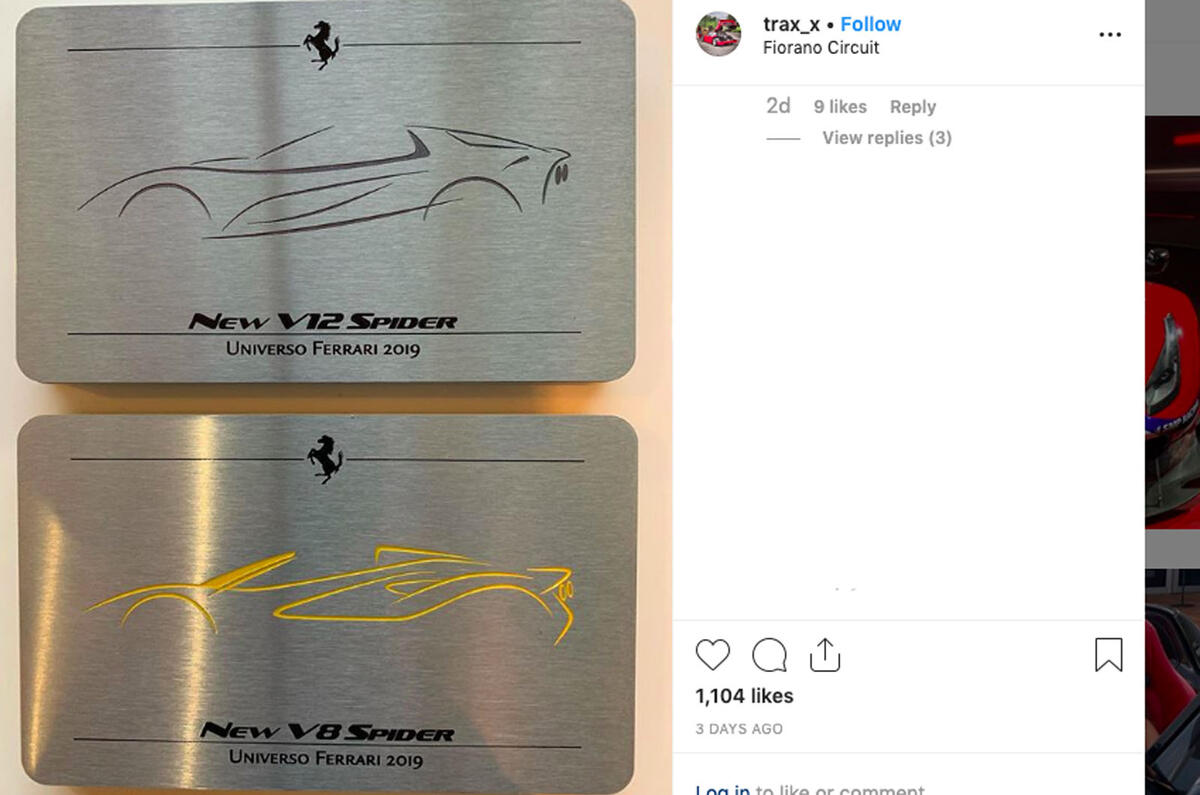 Ferrari 812 convertible and F8 Spider silhouettes